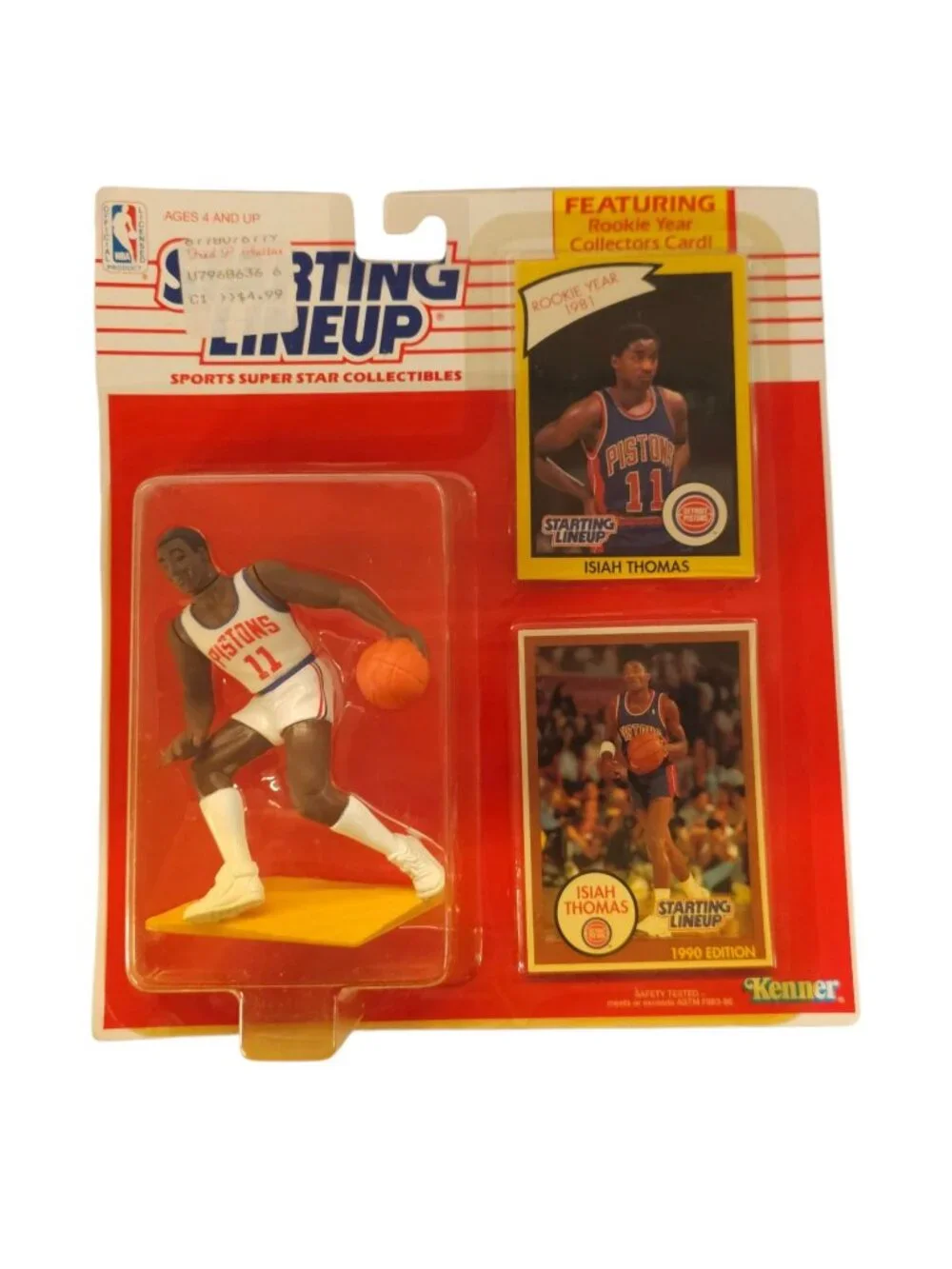 1990 Kenner Starting Lineup Isiah Thomas Detroit Pistons Figure Rookie Card NOC